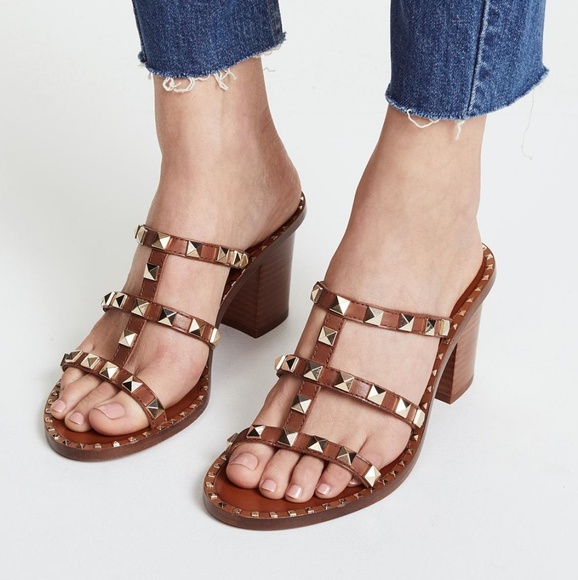studded heeled mules